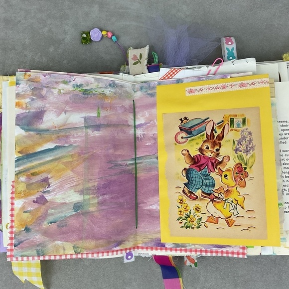 Handmade bunny Easter junk journal (semi bare style) with lots vintage ephemera - Picture 15 of 16